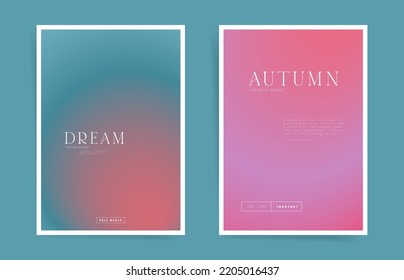 Gradient posters with minimal autumn design and modern typography. Vector blur creatives for sale flyer, poster template and web smooth design. 