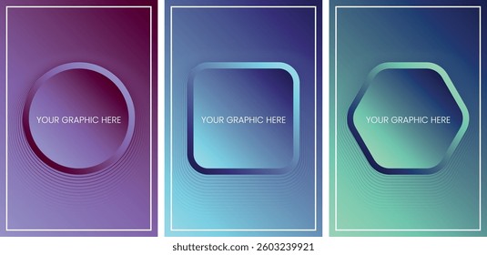 Gradient posters with placeholder frames for your design or text