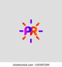 Gradient pr logo rays, public relations vector icon