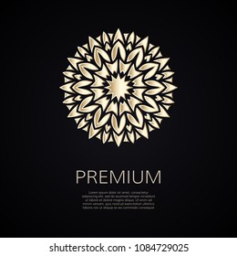Gradient premium logo. Golden flower shape. Isolated floral logotype. Business identity concept for bio, eco company, yoga or spa salon.