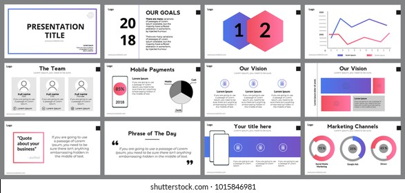Gradient presentation template elements on white background. Vector infographics. Design elements and layout for portfolio, corporate, leaflet, flyer, brochures, magazine. Slides structure
