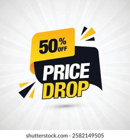 Gradient price drop label 50% off limited offer vector illustration. vector gradient price drop label set tag price discount label badge design sale banner. Modern price drop sale limited offer banner