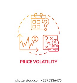 Gradient price volatility icon representing heatflation concept, isolated vector, thin line illustration of global warming impact.