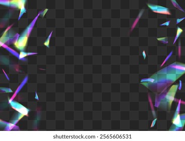 Gradient Prism Vector Transparent Background. Color Flare Glamour Design. Holographic Sparkle Metal Illustration. Hologram Cool Refraction Border.