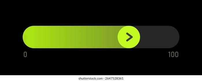 Gradient Progress Slider UI. Minimal Slider with Arrow Button. Modern Percentage Bar Interface