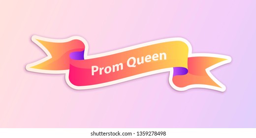 Gradient Prom Queen ribbon vector illustration for websites, stickers, pins, flyers, posters, banners and invitations.