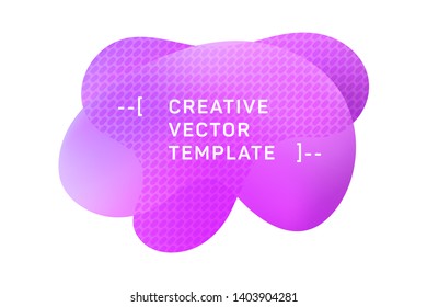 Gradient purple color fluid shapes banner with halftone pattern. Vector geometric gradient shapes overlap banner design. Abstract shapes composition template.