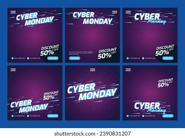 Gradient Purple Cyber Monday Social Media Ads 