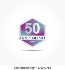 gradient purple hexagon anniversary logo vector