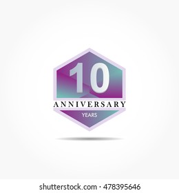 gradient purple hexagon anniversary logo vector