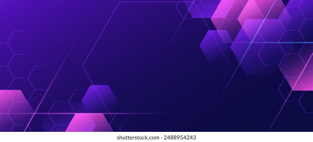 Gradient purple hexagonal background vector design in eps 10