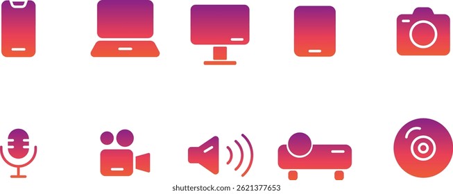 Gradient Purple icons et multimedia communication