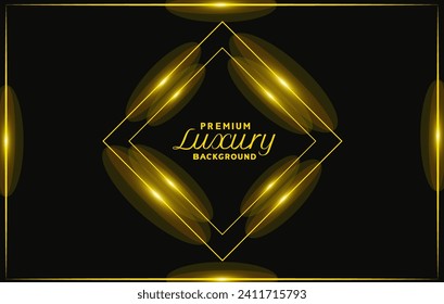 Gradient purple luxury background with glowing gold line elements and vector illustration.