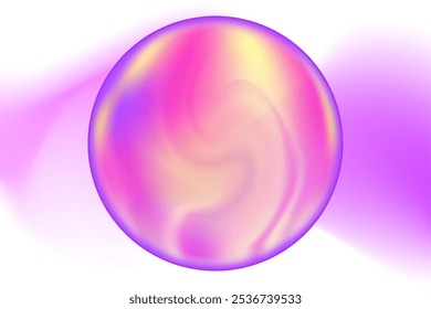 Luz de neon roxo gradiente, forma de onda borrada com rosa iridescente, amarelo suave elemento isolado da bolha mágica holográfica, fundo transparente. Brilho de sonho abstrato forma de aquarela dinâmica.
