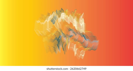 Gradient purple orange yellow watercolor hand drawn isolated blot on background. Wet brush painted stylized rainbow paper texture. Abstract artistic illustration