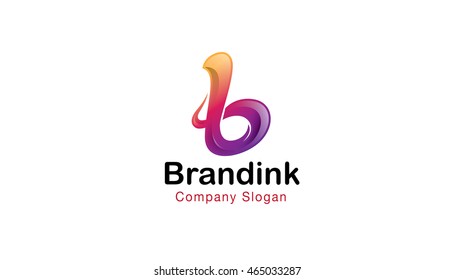 Gradient Purple Pink Red B Letter Logo Design Illustration