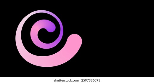 Gradient purple swirl, abstract vector shape on black, modern, simple design logo, branding, decorative element.