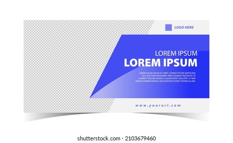 Gradient purple vector horizontal web banner template with place for photos. Minimalist design. Set. Blur image for example