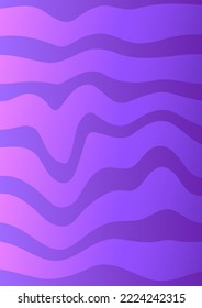 Gradient purple wavy psychedelic background. Vertical rectangle. Poster, cover for notebook. Vector illustration