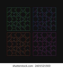 Gradient puzzle vector illustration set.