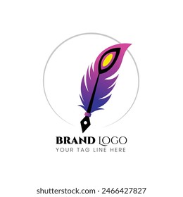 Gradient quill pen logo design template