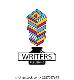 gradient quill pen logo template design