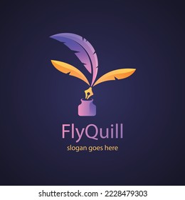 gradient quill pen logo template design