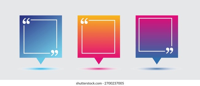 Gradient Quote Box Testimonial Speech Bubble Pin Mark Vector Design Set