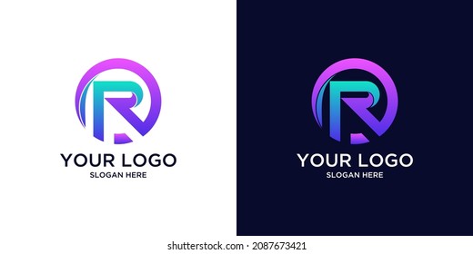 gradient r logo design template