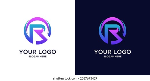 gradient r logo design template