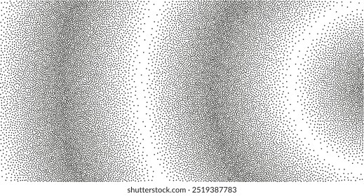 Gradient radial waves, noise grain texture background with dots. Dotwork gradient halftone pattern. Stipple pointillism background. Sand grain, grunge effect. Abstract vector texture, engraved overlay