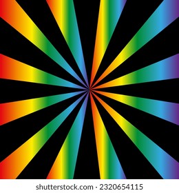 Gradient Rainbow Circus Tent Background. Striped backdrop. Retro Sunburst background. Vector illustration.
