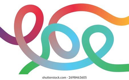 Gradient Rainbow Flow – Abstract Fluid Shape with Wavy Lines and Color Transition
