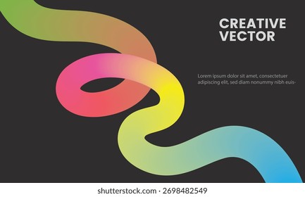 Gradient Rainbow Flow – Abstract Fluid Shape Wavy Line Colors with dark background