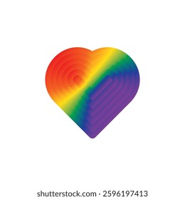 Gradient Rainbow Heart Layered 3D Abstract Digital Art Symbol of Love and Diversity