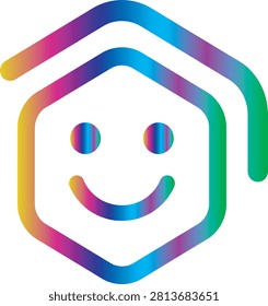 Gradient rainbow hexagon mascot illustration with gradient character illustration colorful abstract geometry expression positive personified technology template identity creative cheerful