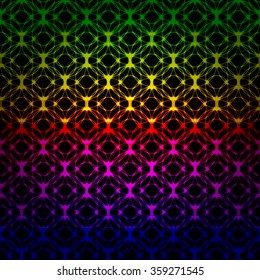 Gradient rainbow lights abstract geometric shape on dark background