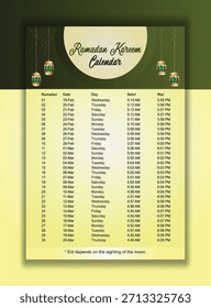 Gradient Ramadan Calendar Banner Template