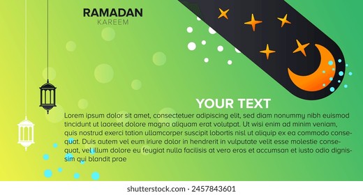 gradient ramadan greeting card, banner, poster design with abstract shape background template illustration and blank space for text