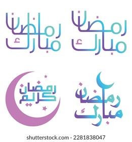 Gradient Ramadan Kareem Vector Design with Arabic Calligraphy for Muslim Greetings.