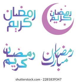 Gradient Ramadan Kareem Vector Design for Islamic Fasting Month with Elegant Calligraphy.