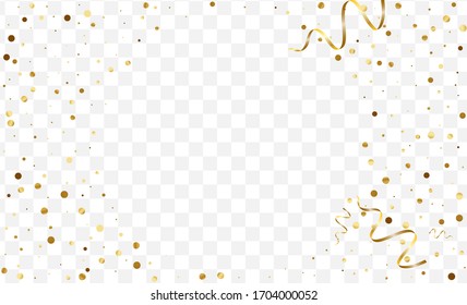 Gradient Random Glitter Frame. Art Confetti Card. Yellow Circle Party Pattern. Festive Dot Template. Gold Splash Design.