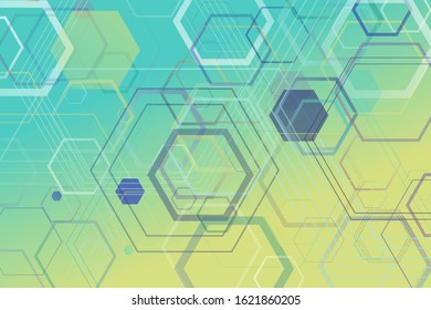 Gradient random modern hexagon web background - abstract geometric trendy vector graphic with hexagonal polygons