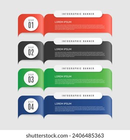 Gradiente infografía de pasos coloridos y realistas. - Vector.