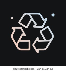 Gradient recycle symbol amidst starlight. Icon symbol illustration