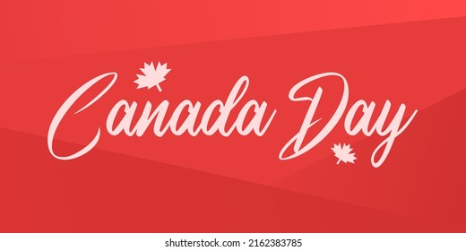 gradient red banner with canada day inscription and maple leaf for canada day july 1st anniversary