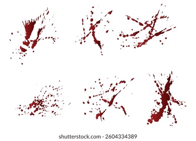 Gradient red color blood splatter isolated background set