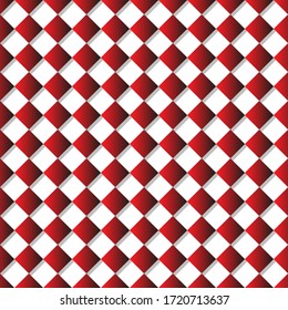 Gradient red diagonal squares seamless pattern on white background
