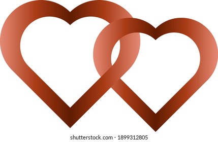 Gradient red hearts with different shades. Color transition from dark to light. Festive postcard. Festive decoration. Valentine's Day.