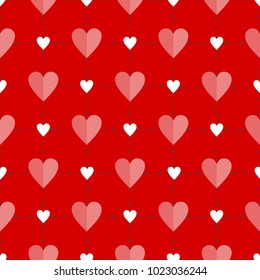 Gradient red hearts forming square cut pattern over sharp red background